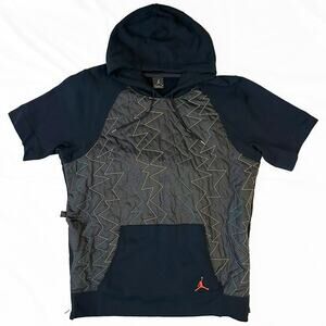 Nike Air Jordan VII Quilted Hoodie Mens Size L Hooded Pullover S/S 706729-011.